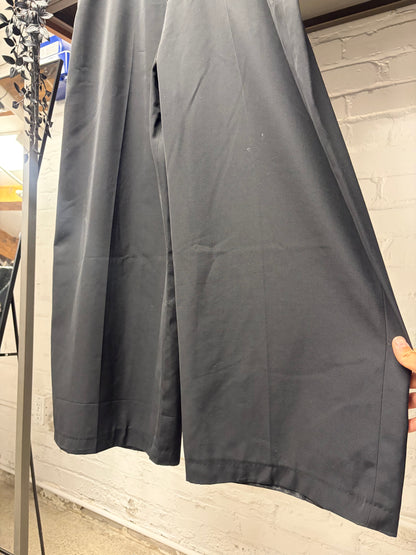 Acne Studios ‘Pommy’ Black Satin Pleated Wide Leg Trousers