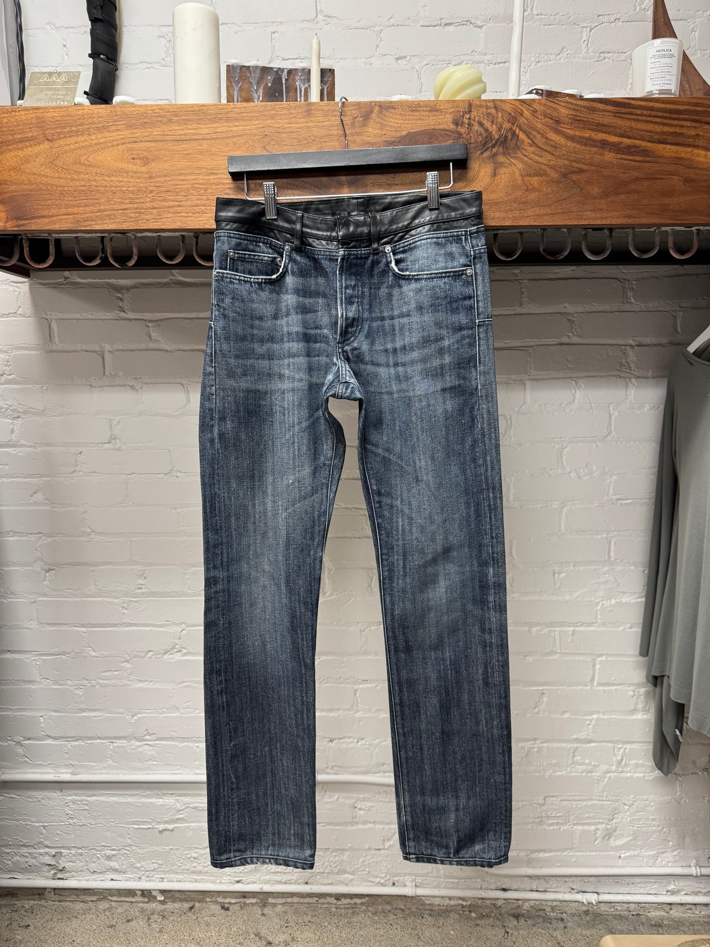 Dior Homme ‘Cummerbund’ Leather Waist Black/Raw Blue Denim