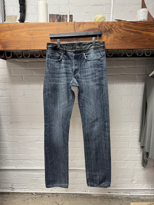 Dior Homme ‘Cummerbund’ Leather Waist Black/Raw Blue Denim