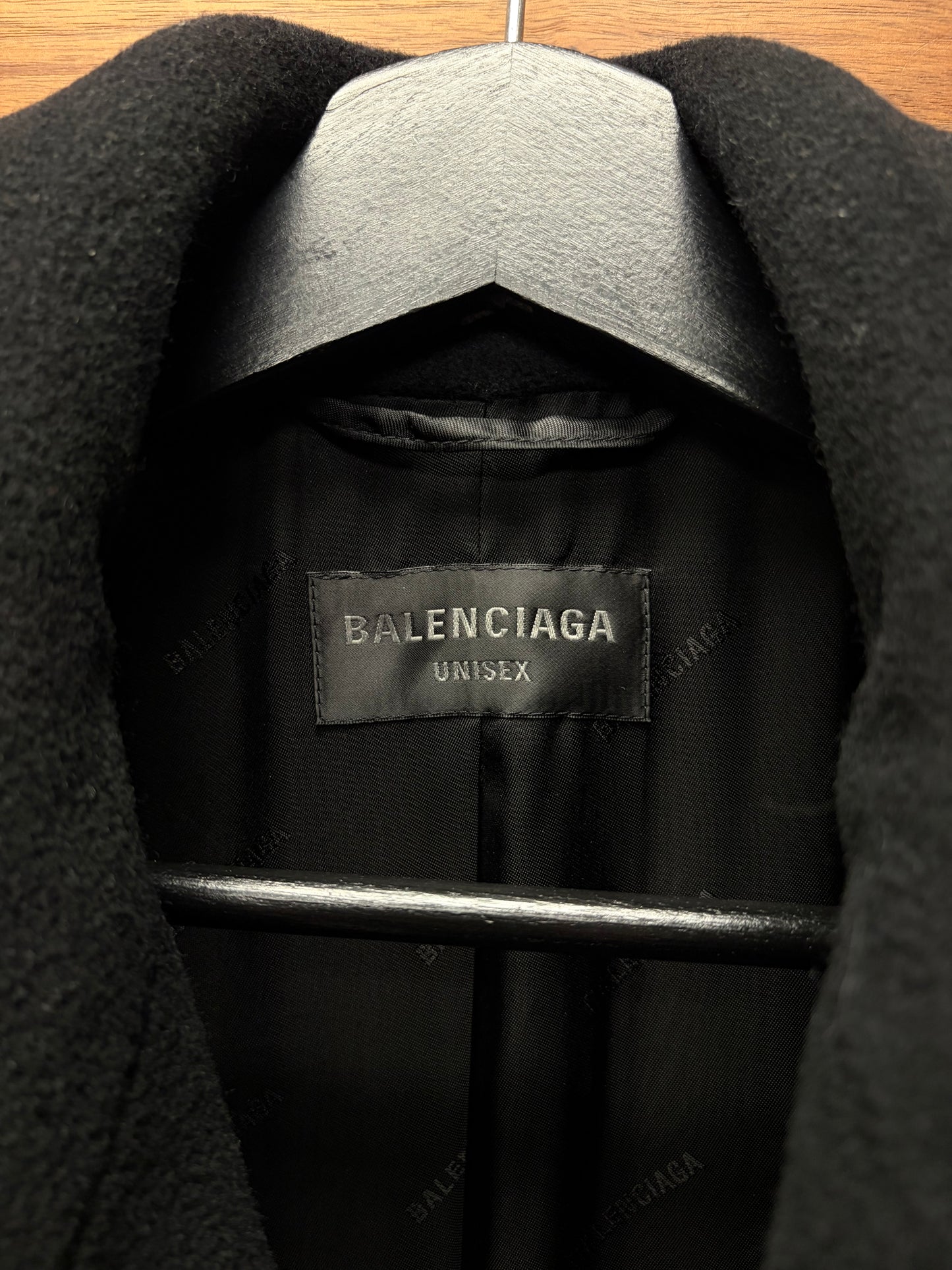 Balenciaga ‘Folded’ Power-Shoulder Cashmere Double Breasted Coat