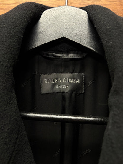 Balenciaga ‘Folded’ Power-Shoulder Cashmere Double Breasted Coat