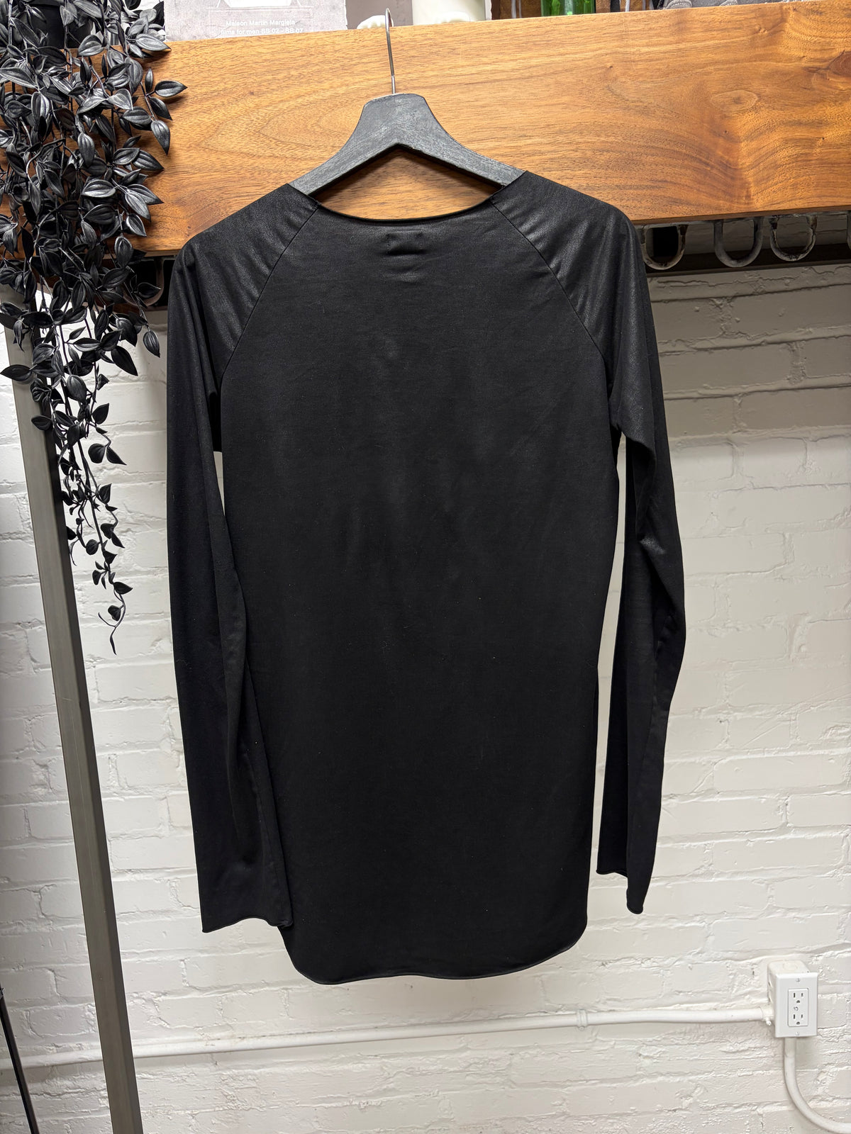 L.G.B. Waxed Black V-Neck Long Sleeve Shirt