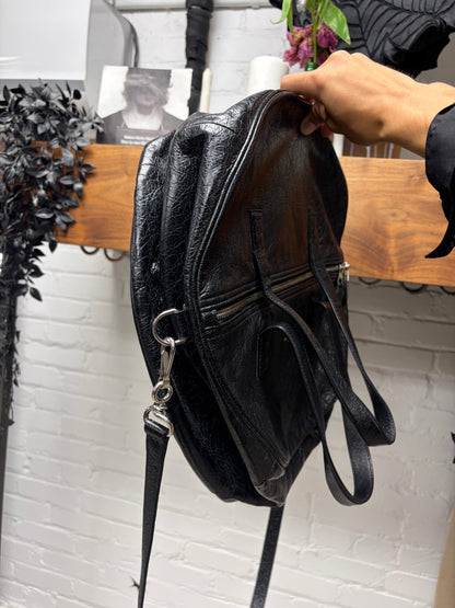 Balenciaga ‘Air Hobo’ Crinkled Black Arena Lambskin Leather Crossbody Bag