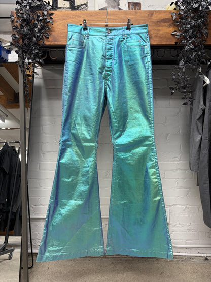 SS2023 Rick Owens ‘Edfu’ Iridescent Blue ‘Bolans’ Flared Leg Pants