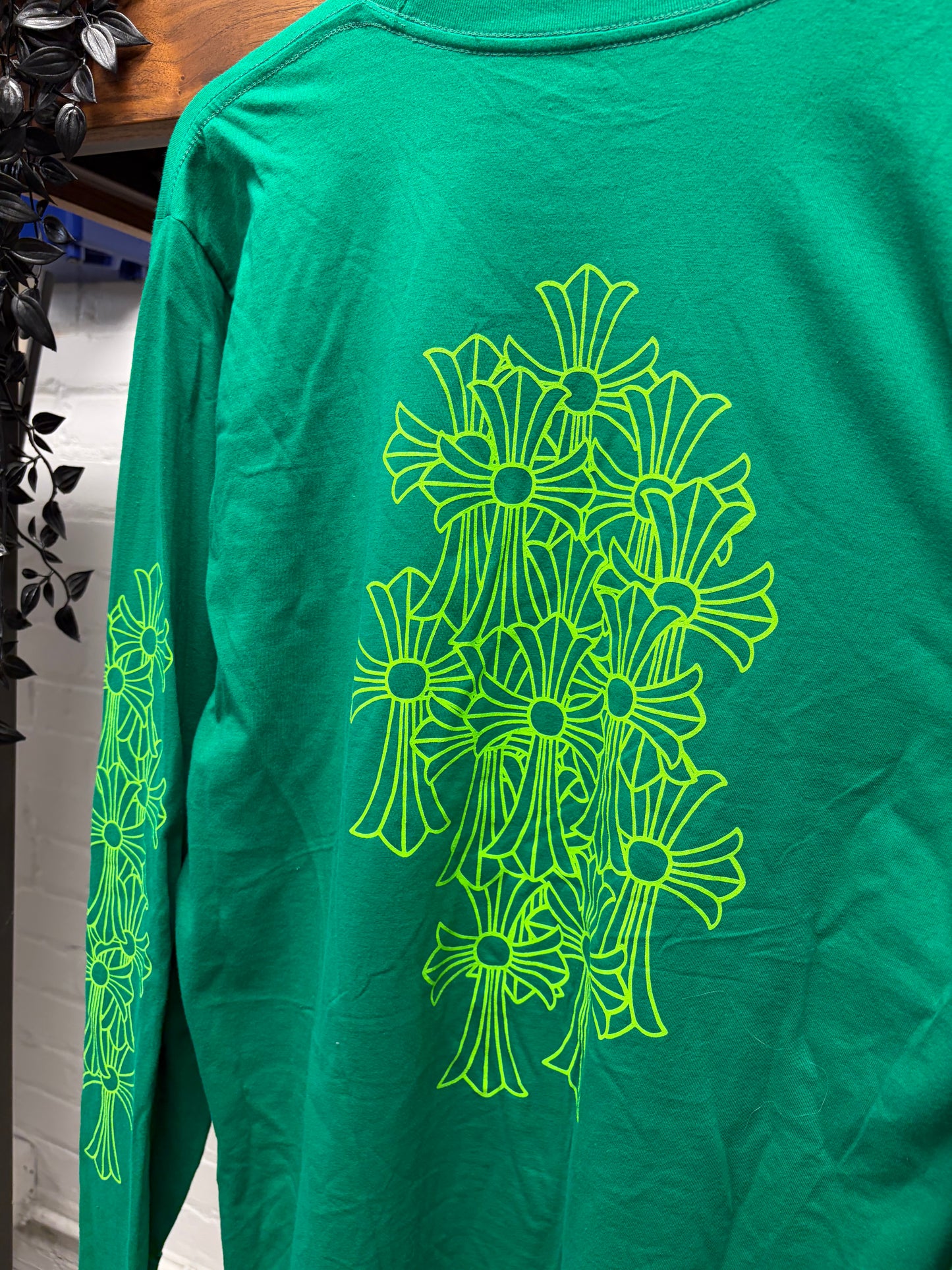 Chrome Hearts Green ‘Cemetery Cross’ Long Sleeve Shirt