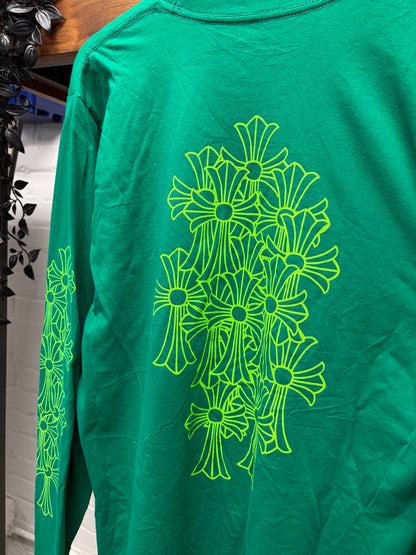 Chrome Hearts Green ‘Cemetery Cross’ Long Sleeve Shirt