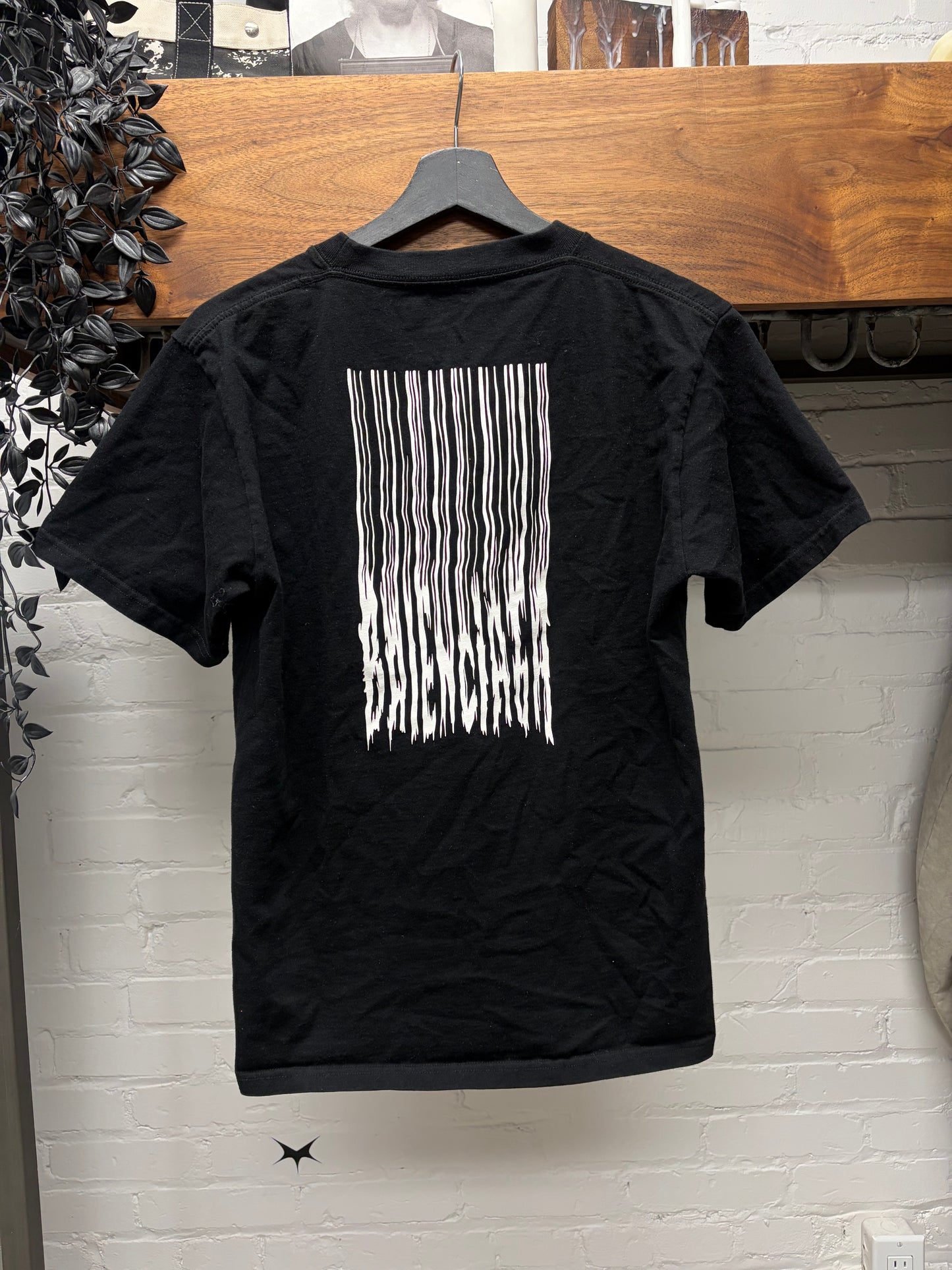 2021 Balenciaga ‘Trippy Barcode Logo’ Black Graphic T-Shirt