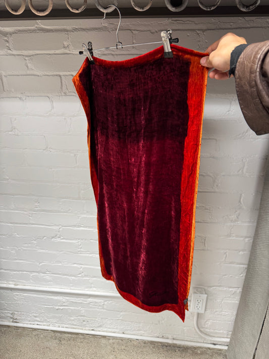 Vintage Gucci by Tom Ford ‘Burnt Red’ Velvet/Silk Scarf