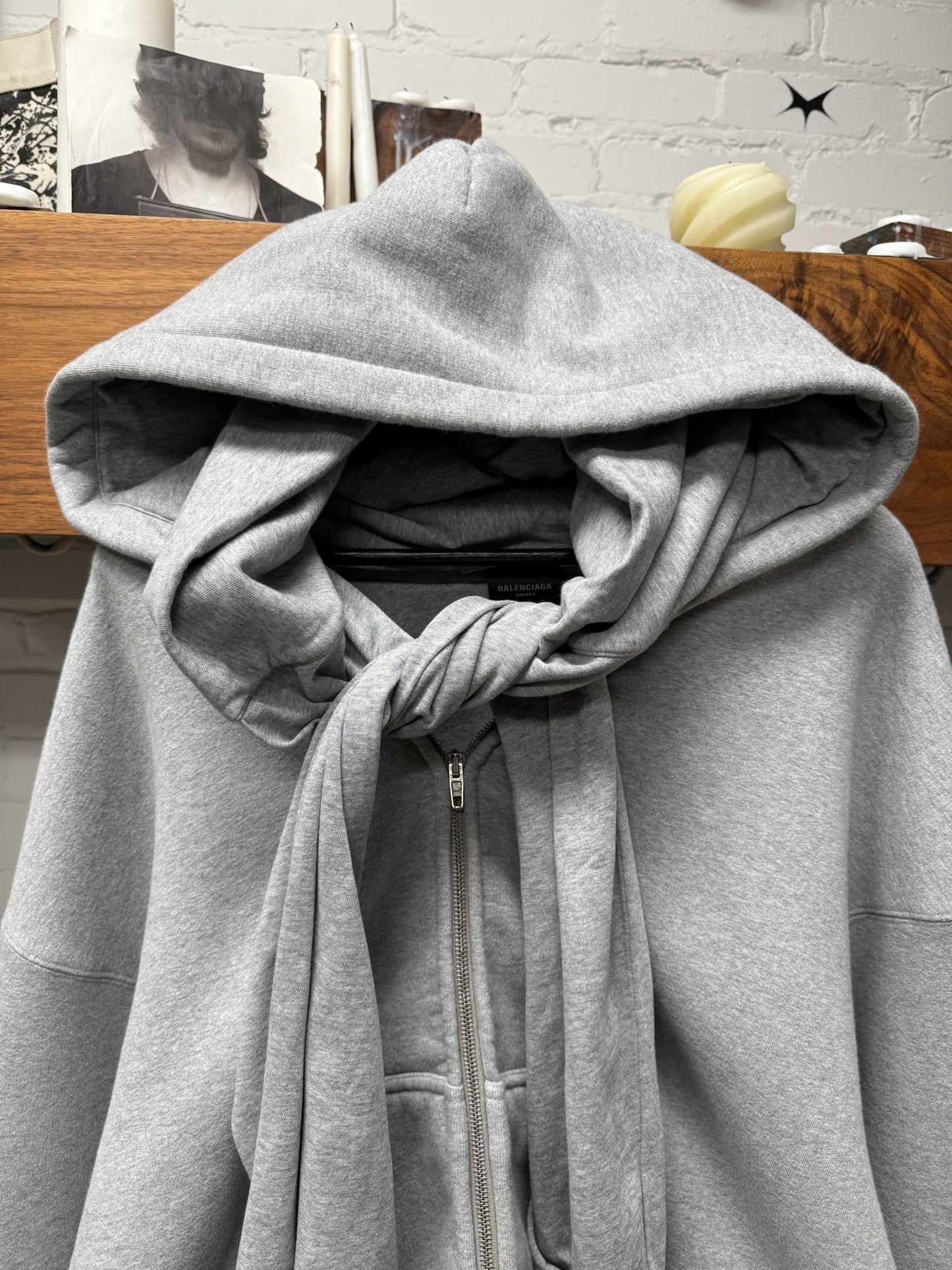SS2025 Balenciaga ‘Incognito’ 4 Sleeve Grey Zip-Up Hoodie