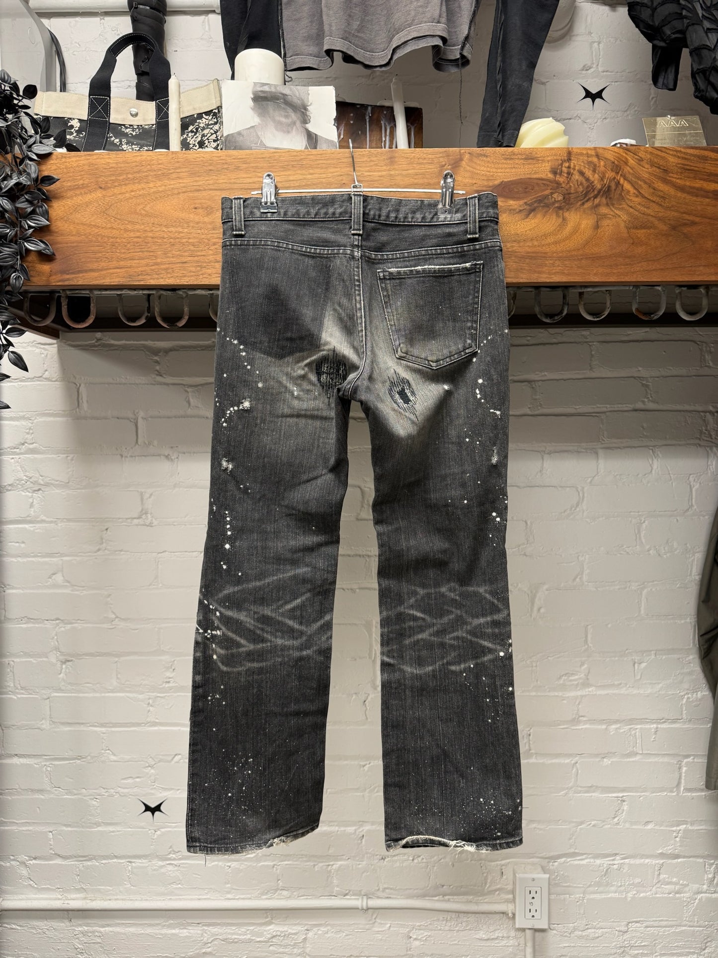 AW2001 Number (N)ine ‘Standards’ Washed Black Distressed Denim