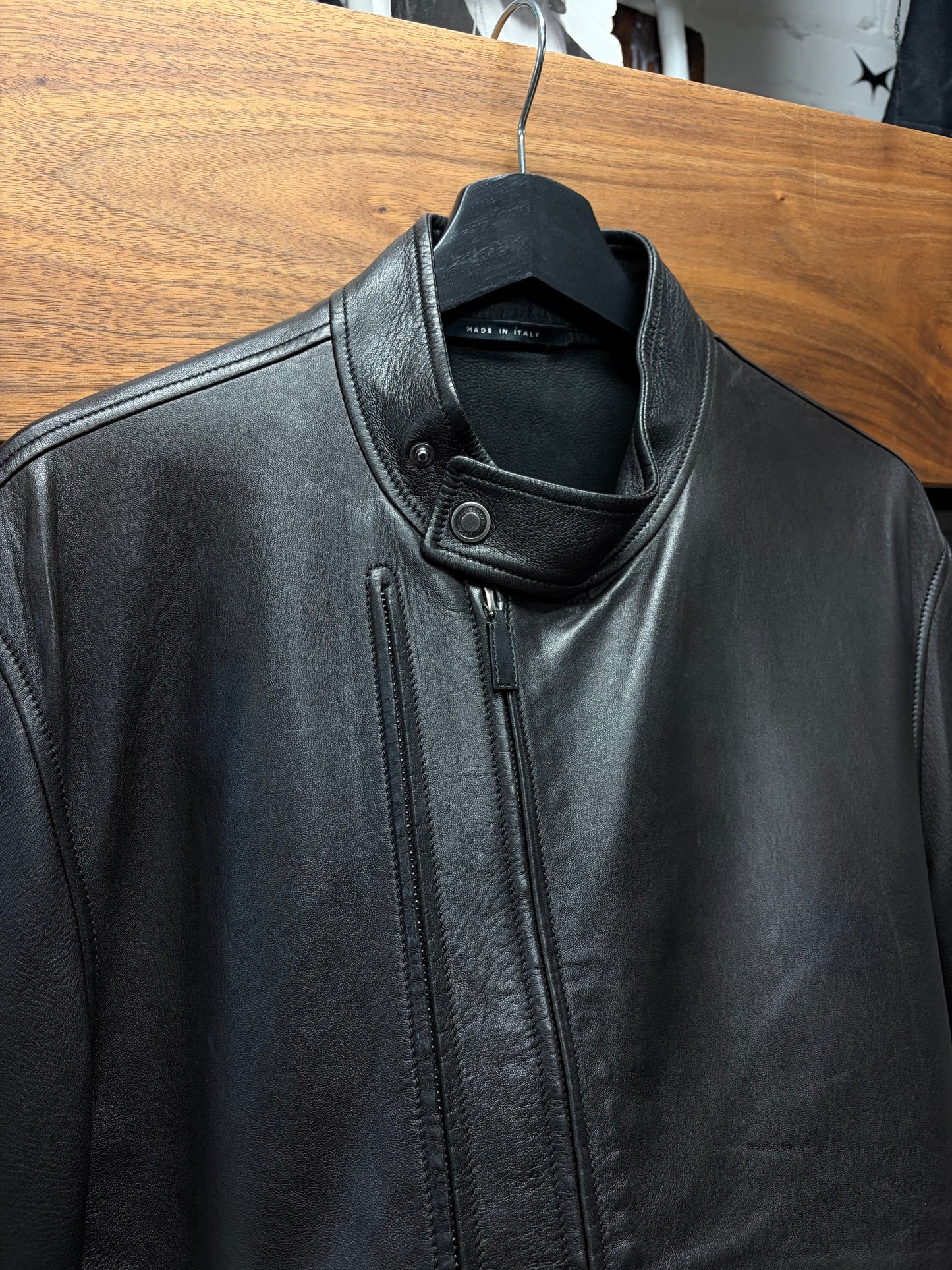 Gucci by Tom Ford Black Lambskin ‘Double Zip’ Moto-Biker Jacket