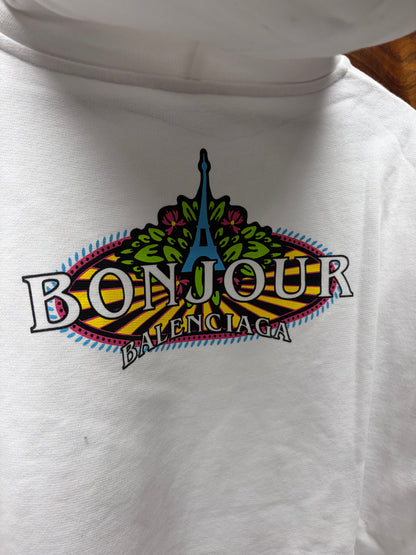 2019 Balenciaga ‘Paris Tropical’ White Cotton Pullover Hoodie