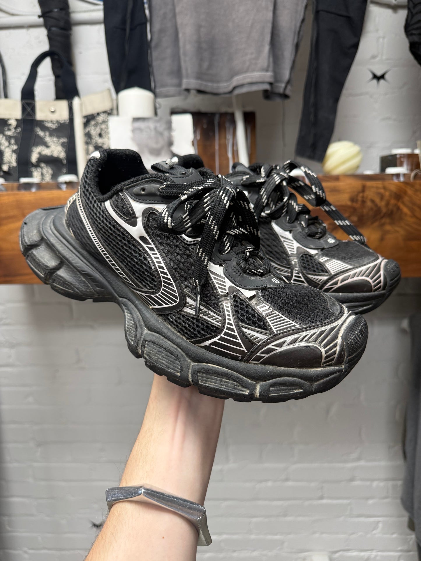 Balenciaga 3XL Black/Silver Low Top Sneakers