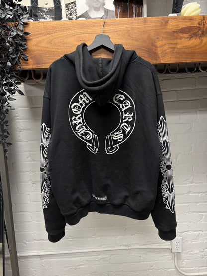 Chrome Hearts Thermal Lined ‘Floral Sleeve’ Black Dagger-Zip Hoodie