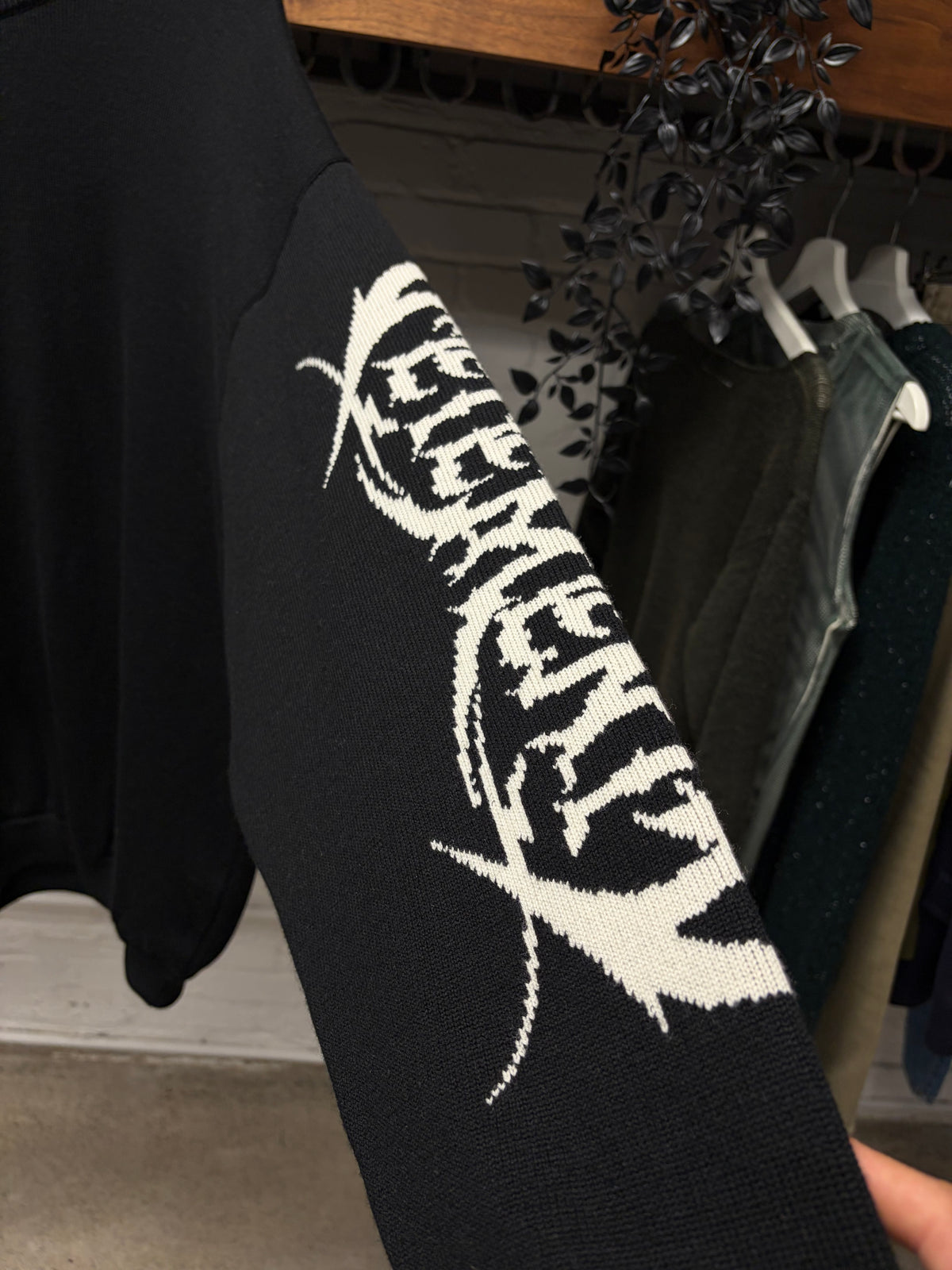 Vetements Drop Shoulder Black Wool ‘Gothic Logo’ Sweater