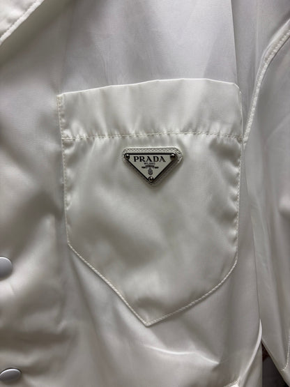 Prada Re-Nylon White Camp Collar Button Up Shirt