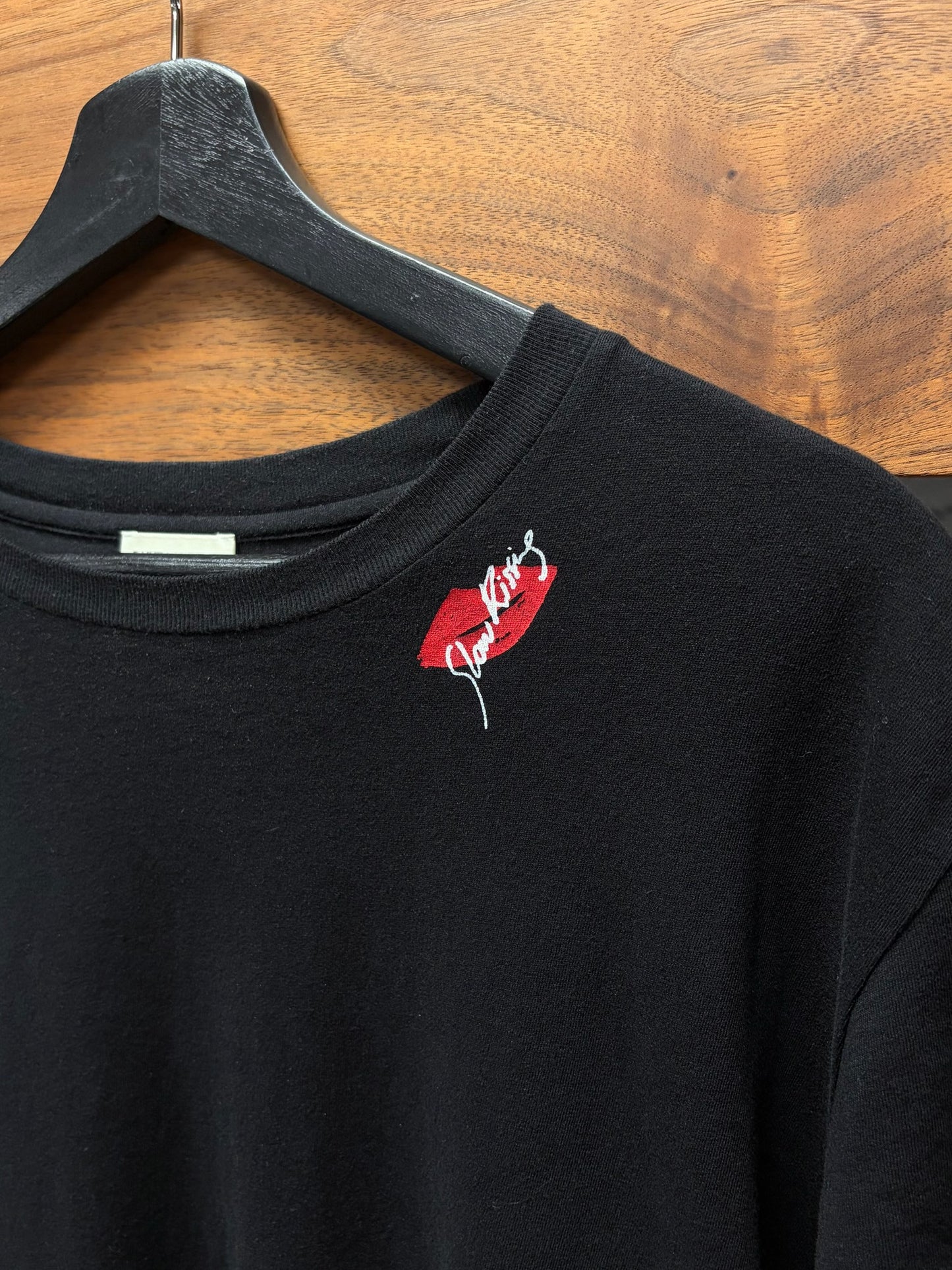 2017 Saint Laurent ‘Slow Kissing’ Black Cropped Fit Cotton T-Shirt
