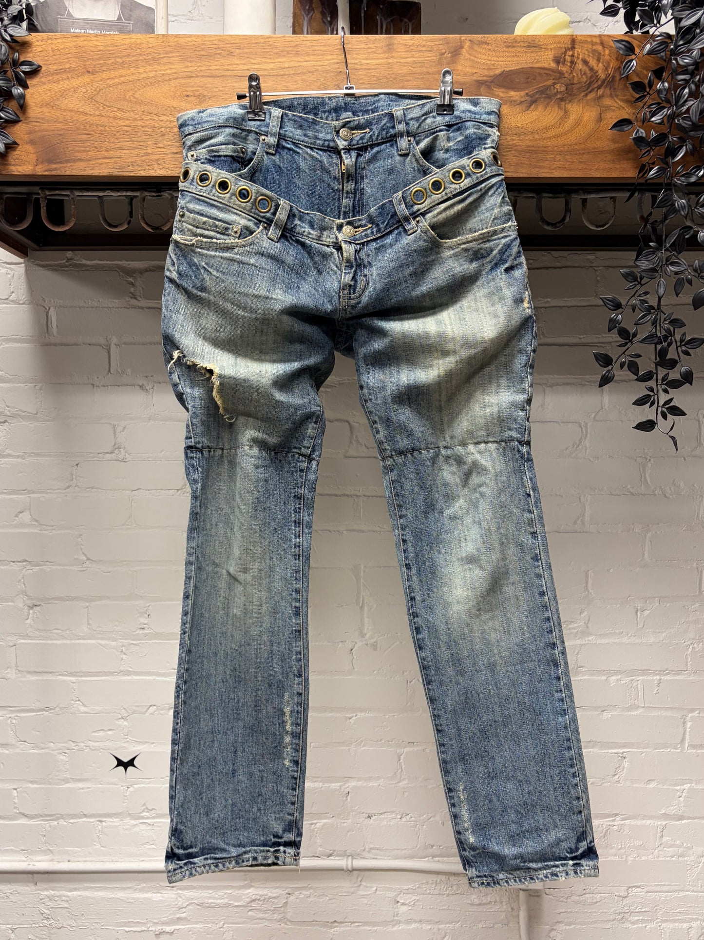 PPFM Double Wasited ‘Grommet’  Low Rise Blue Skinny Jeans