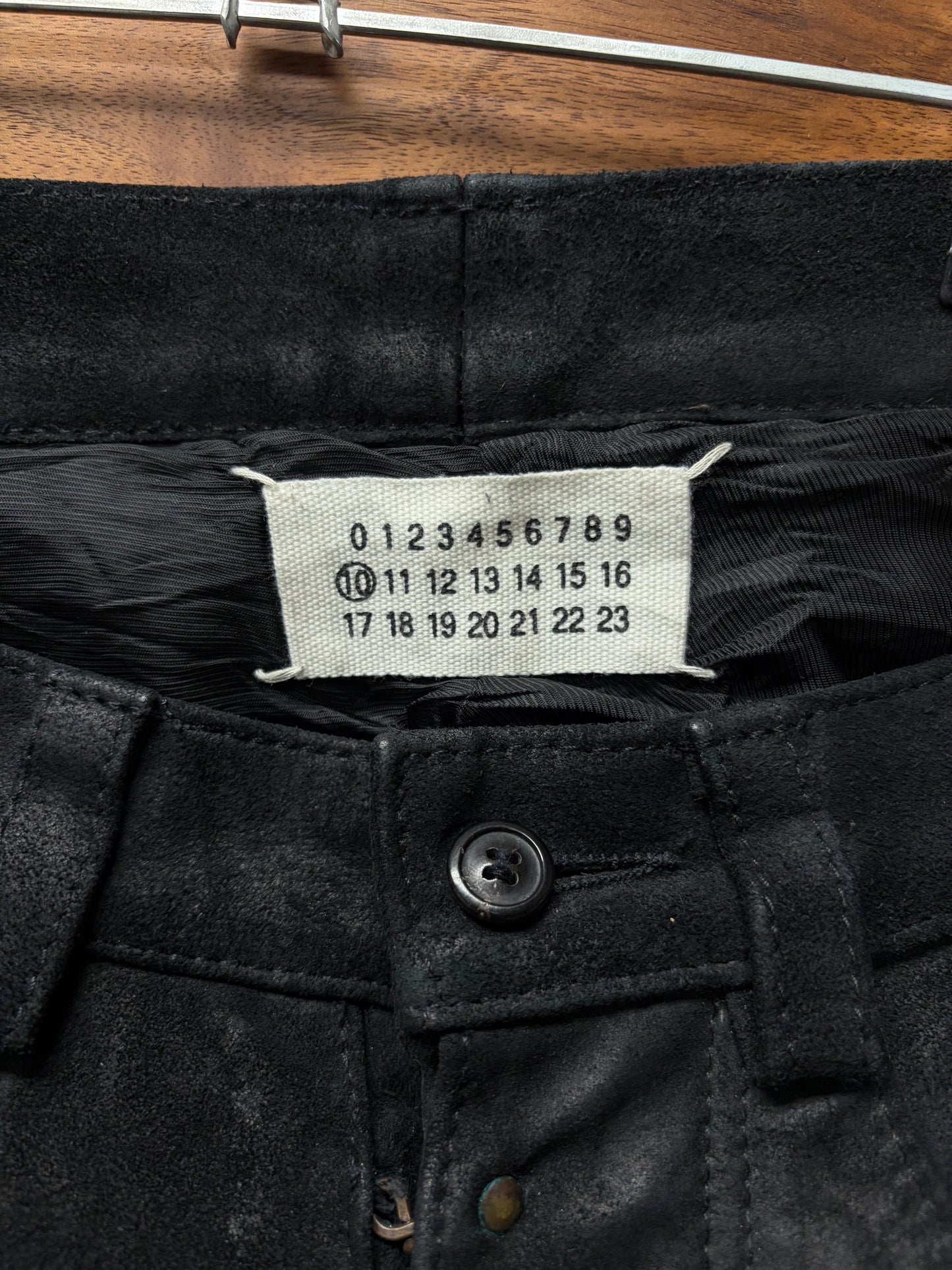 AW2000 Maison Margiela Line (10) Black Suede Reconstructed Flared Leg Pants