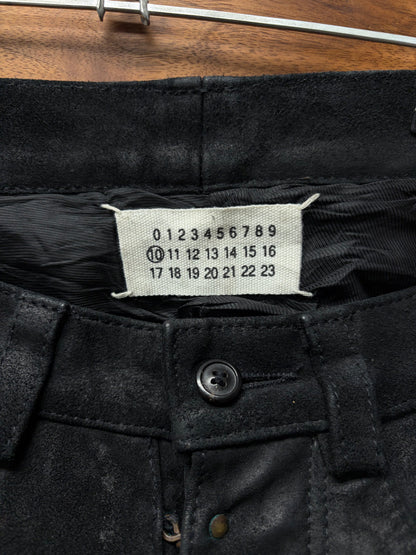 AW2000 Maison Margiela Line (10) Black Suede Reconstructed Flared Leg Pants