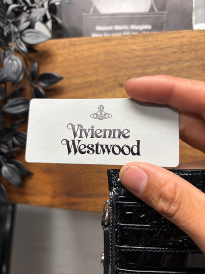Vivienne Westwood ‘Croc’ Black Leather Orb Logo Cardholder Wallet