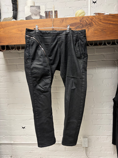 AW2016 Rick Owens ‘Mastadon’ Aircut Waxed Black Denim