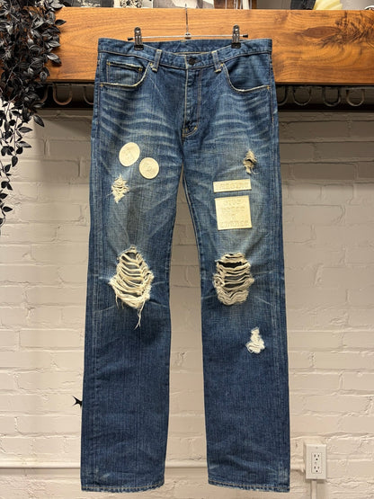 AW2004 Number (N)ine ‘Give Peace a Chance’ Blue Patchwork Denim