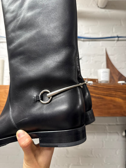 Vintage 2000s Gucci ‘Horsebit’ Shearling Lined Calfskin Leather Boots