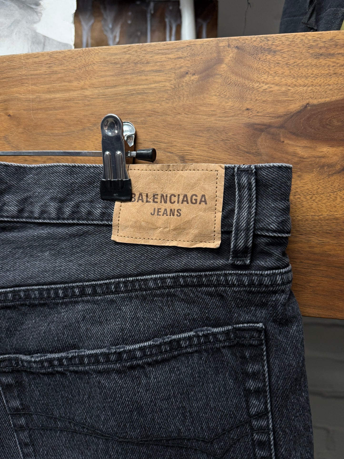 2022 Balenciaga Washed Grey Straight Leg Denim
