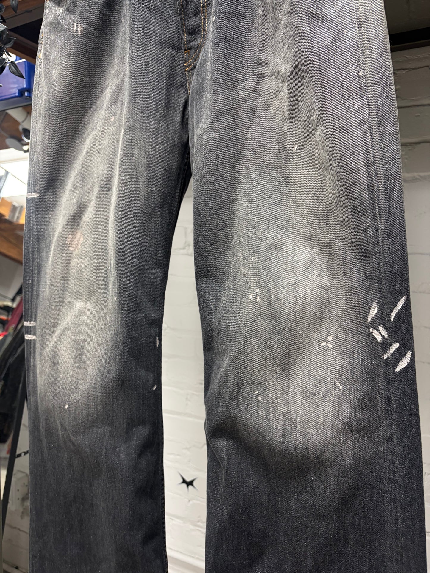 Acne Studios Wide Leg Black Painter Denim