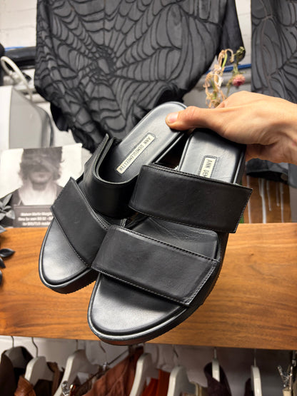 Ann Demeulemeester Black Leather Strap Sandals