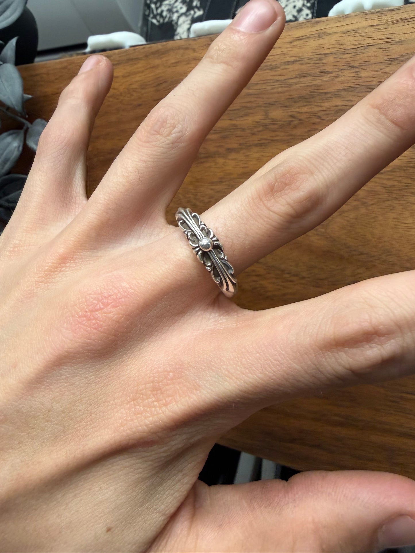 Chrome Hearts ‘Floral Cross’ 925 Silver Ring