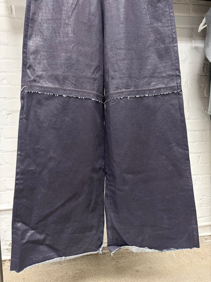 AW2017 Rick Owens ‘Glitter’ Viscontis Coated Plum Wide Leg Denim