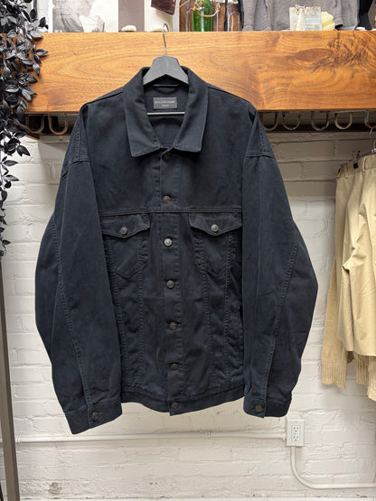 Balenciaga ‘Gaffer Tape’ Campaign Logo Oversized Black Denim Trucker Jacket