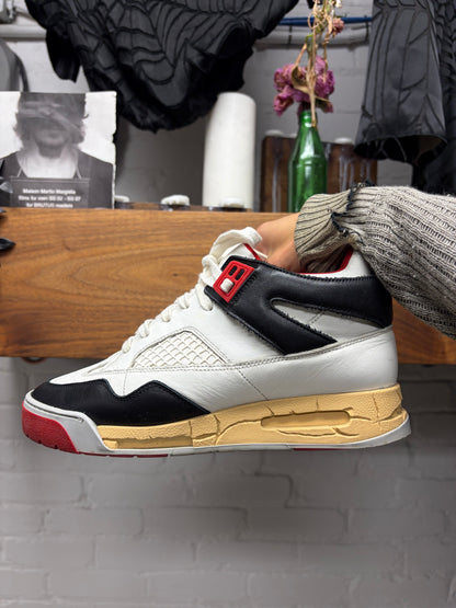 Maison Margiela ‘DDSTK’ White/Red Leather High Top Sneakers