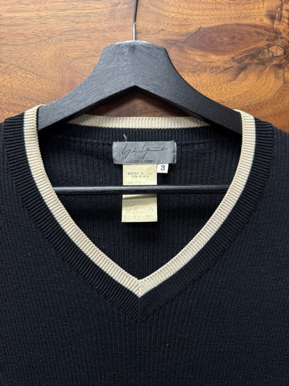 Yohji Yamamoto Pour Homme Wool V-Neck Collegiate Knit Vest