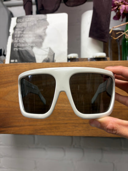 Rick Owens ‘Davis’ White Oversized Wrap Sunglasses