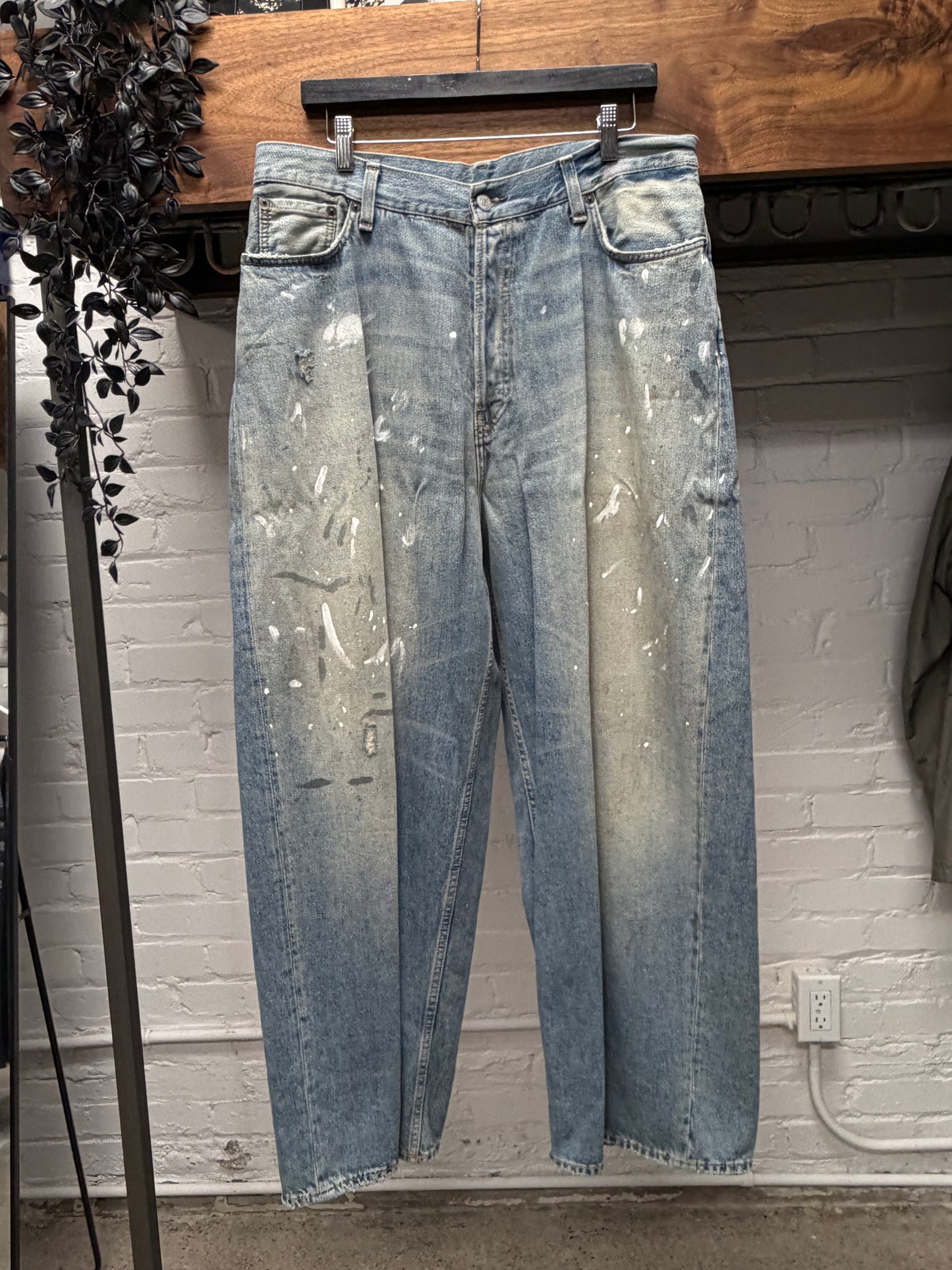 Acne Studios ‘Super Baggy’ Paint Splattered Light Wash Denim
