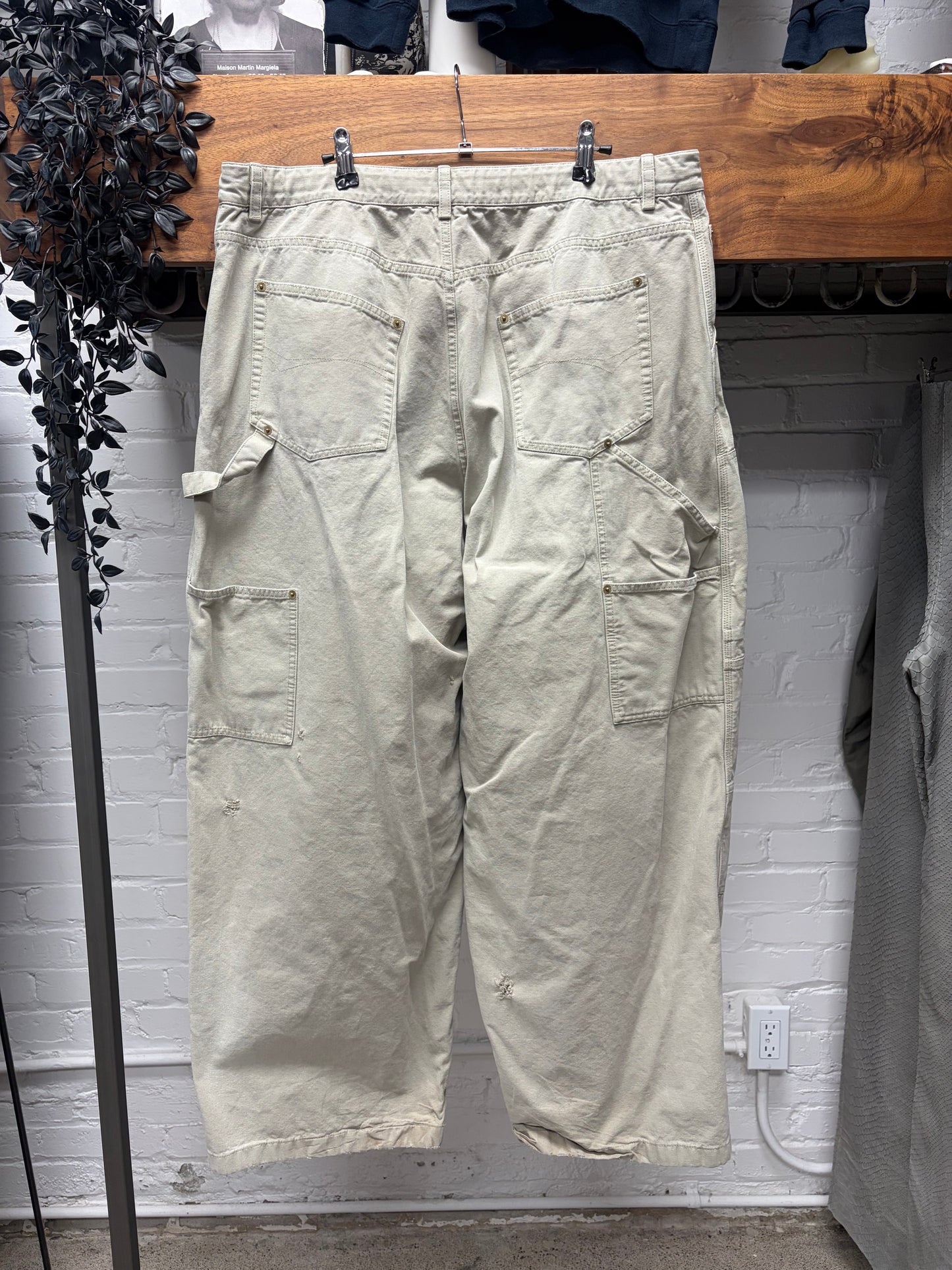 2024 Balenciaga Tan ‘Carpenter’ Double Knee Drawstring Wide Leg Denim