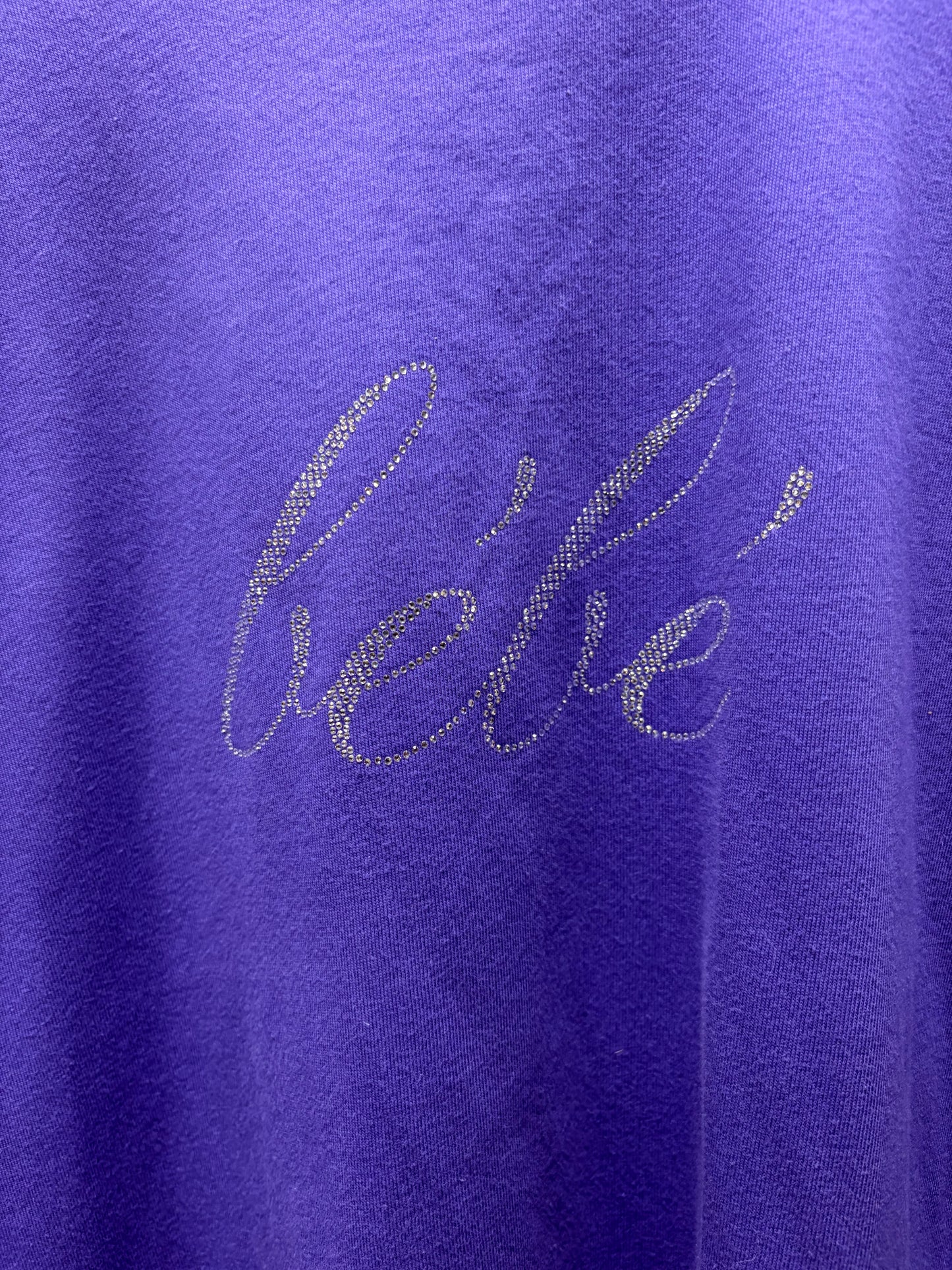 2021 Balenciaga ‘Bébé’ Purple Rhinestone Oversized T-Shirt