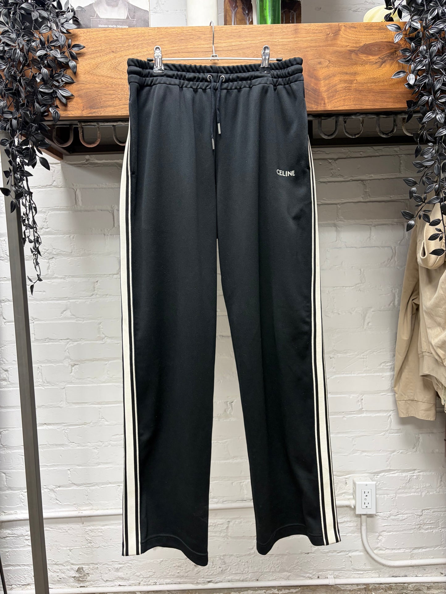 Celine by Hedi Slimane Double Face Jersey Black/White Side Stripe Track Pants