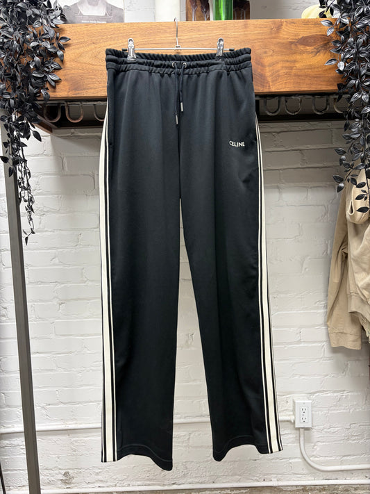 Celine by Hedi Slimane Double Face Jersey Black/White Side Stripe Track Pants