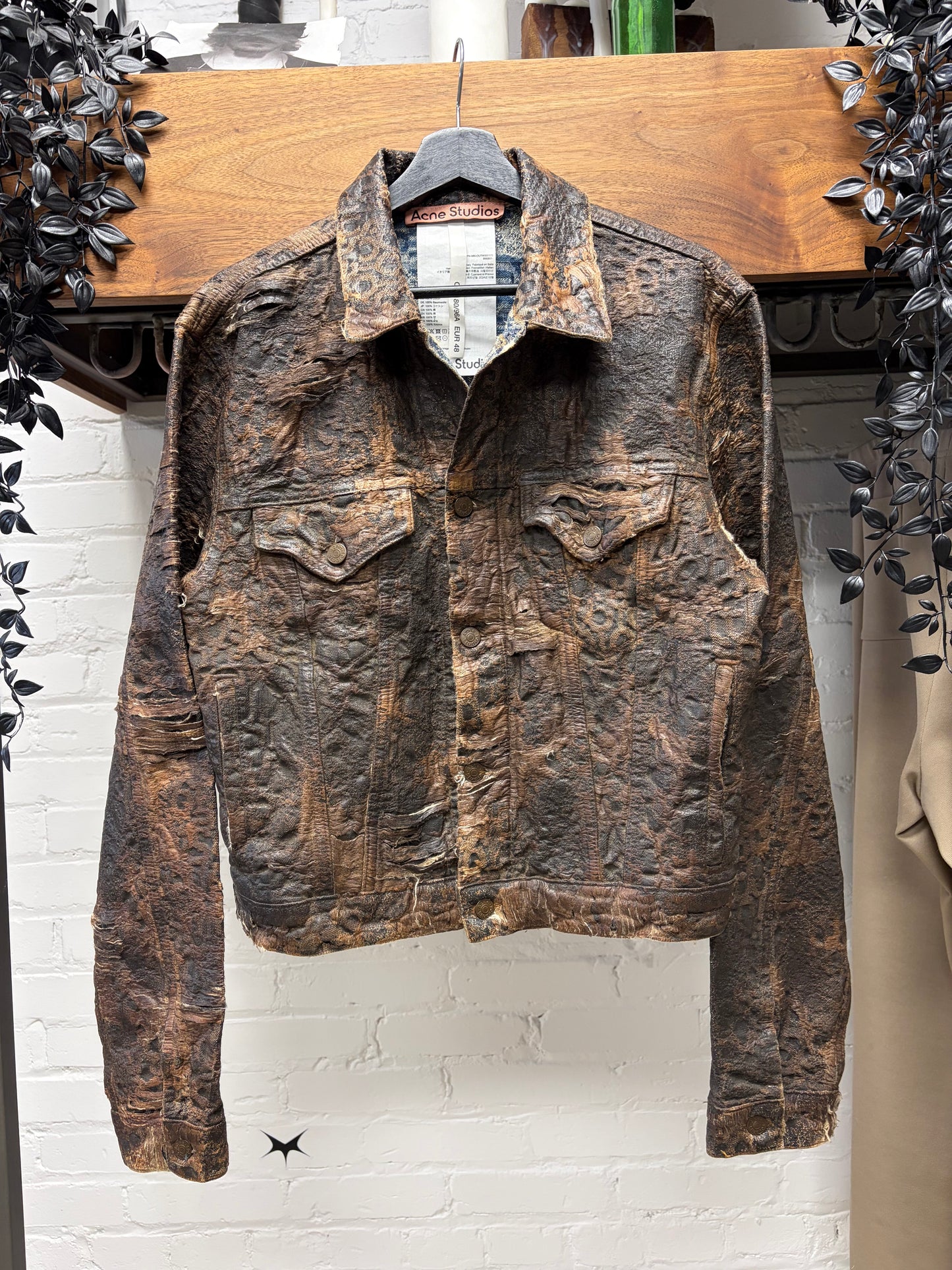 Acne Studios ‘Oraya’ Distressed Brown Denim Trucker Jacket