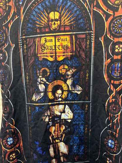 AW1998 Vintage Jean Paul Gaultier ‘Stained Glass’ Cathedral Full Print Mesh Long Sleeve Shirt