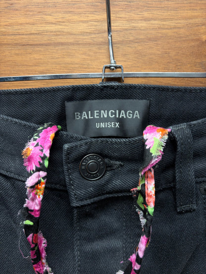 AW2024 Balenciaga ‘Fun Drawstring’ Wide Leg Faded Black Denim