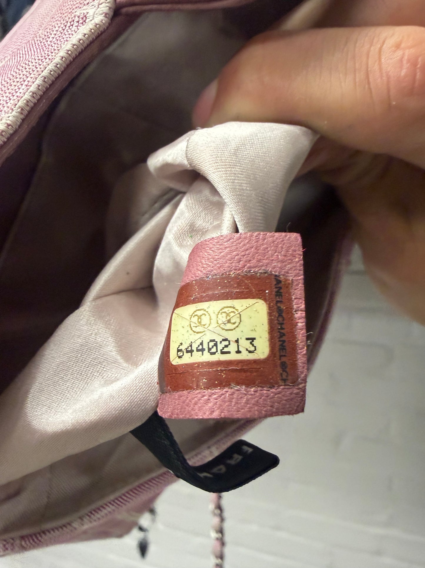 Chanel Pink Canvas ‘Chocolate Bar’ Chain Shoulder Bag