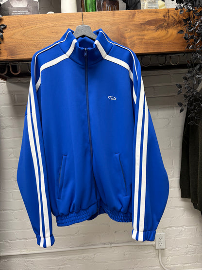 Vetements Blue/White Striped Drop Shoulder Zip-Up Track Jacket