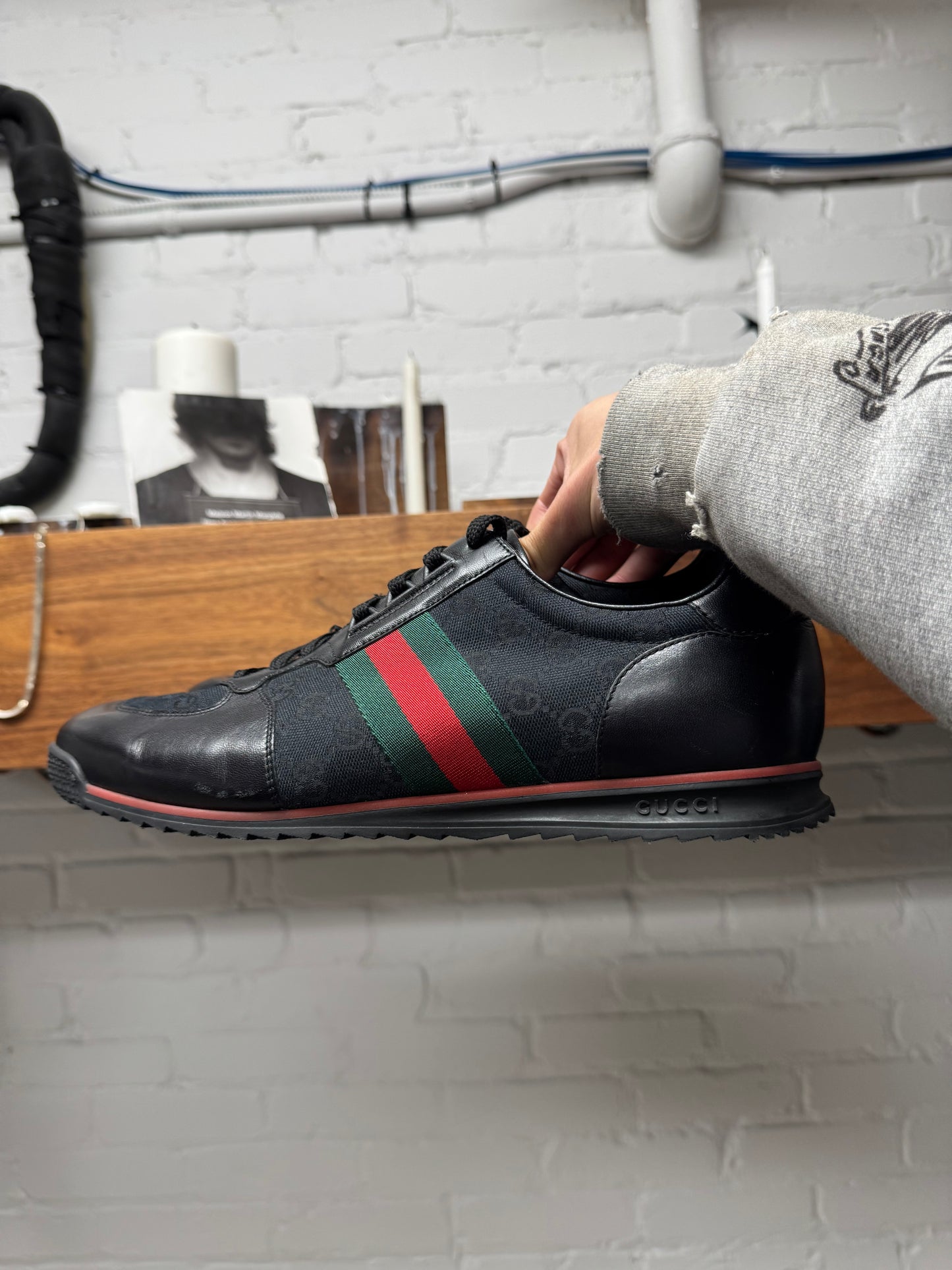 Gucci ‘Guccissima’ Leather Web Low Top Sneakers