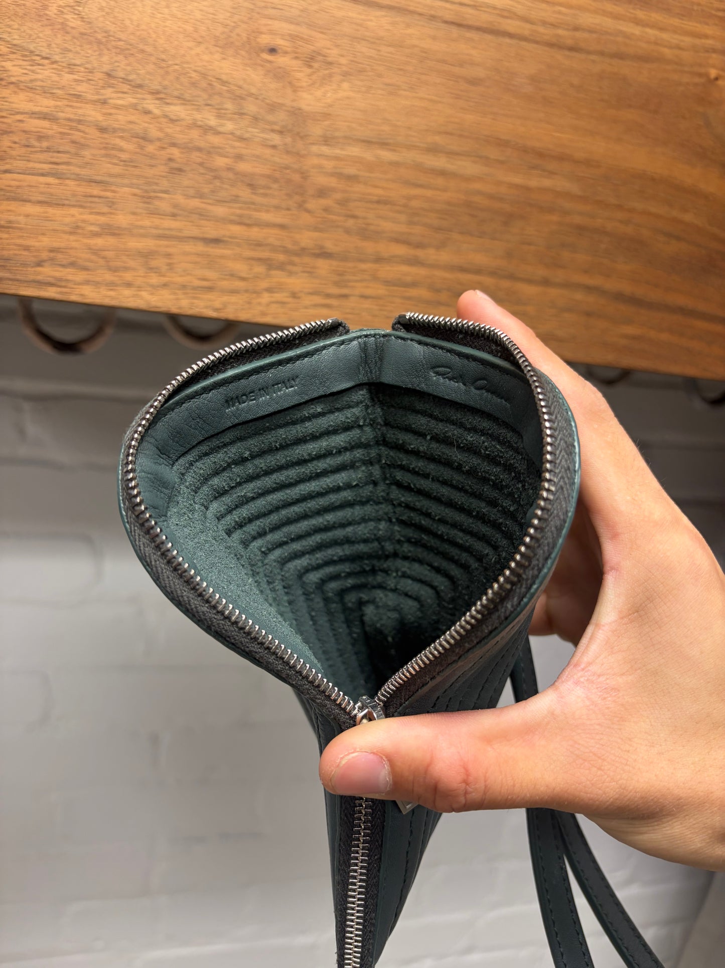 SS2024 Rick Owens ‘Lido’ Blue Leather Neck Wallet