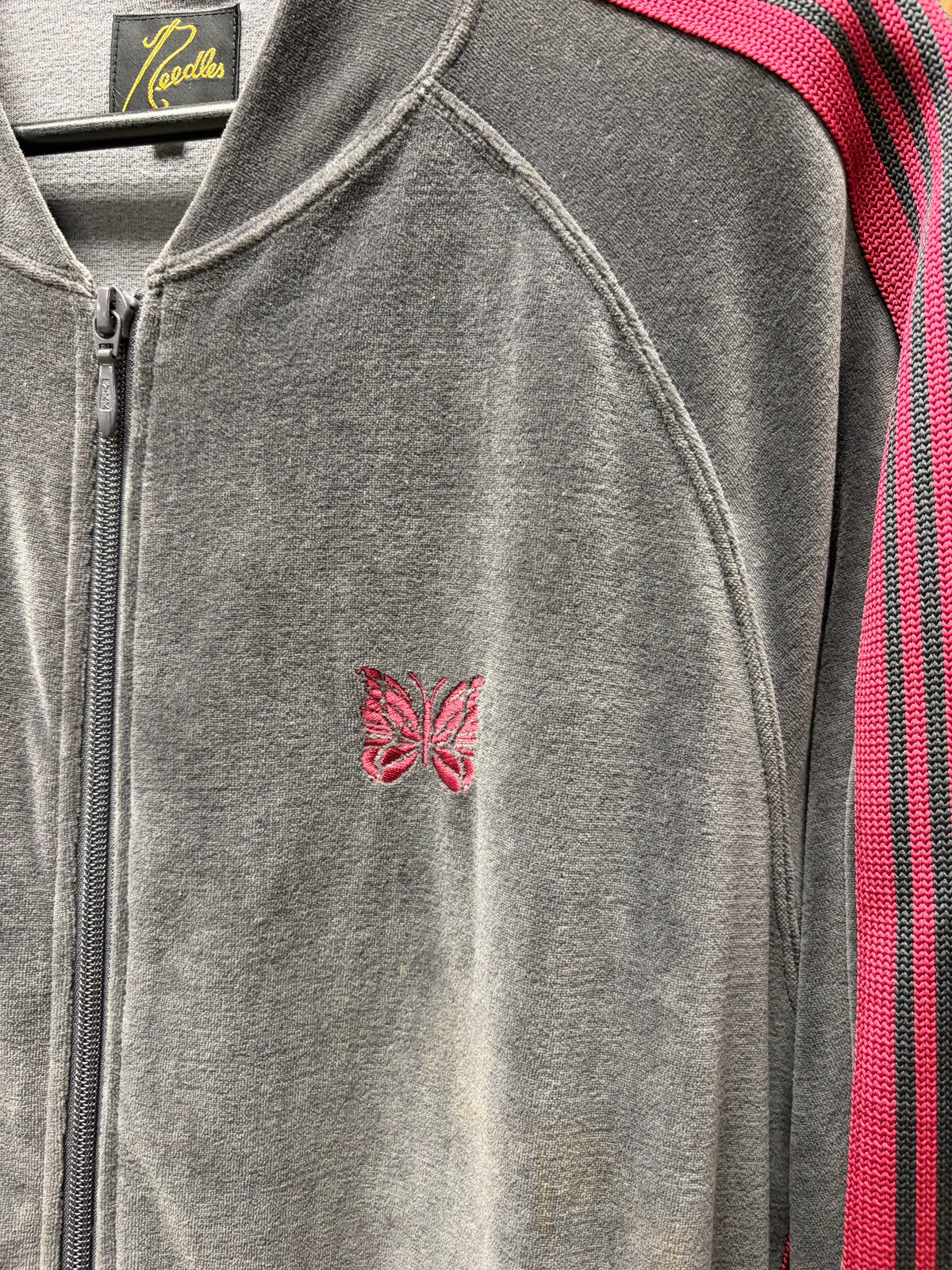 Needles Dark Grey/Maroon Velour Striped Track Jacket